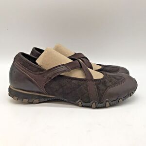 Skechers Bikers Quilted Mary Jane Shoe Women's 7.5 Relaxed Fit Brown Suede 21391